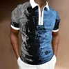 Men's Polos 2022 Summer Zipper Shirt Men's Large Famous Oil Painting Printing Clothes Man Tee Tops Fashion T-shirt Brands Shirts