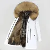 Women's Fur MENINA BONITA 2022 Long Waterproof Parka Real Coat Winter Jacket Women Hood Natural Raccoon Outerwear Detachable