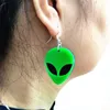 Baumelnde Ohrringe KUGUYS Niedlicher grüner ET-Tropfen für Frauen Acryl UFO Festival Schmuck Modeaccessoires