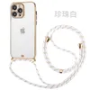 Crossbody Clear Electropated Golden Case för iPhone 14 13 12 11 Pro Max X XR XS Max Transparent Soft Back Plating Cover 70st