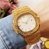 Top Swiss brand mens watch nautilus watches Vintage carved gold strap stainless steel unique designer quartz watch datejust high q263s