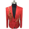 Costumes pour hommes Blazers Blanc Floral Sequin Broderie Veste Hommes Mariage Marié Tuxedo Hommes Un Bouton Revers Costume De Scène Homme 220912