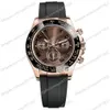 Mens Luxury Rose Gold Watch M LN MM Chokladnummer Dial Naturgummistrem ingen kronograf sport automatisk mekanisk modemän