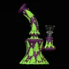 Glow In The Dark Hookahs 6 Inch Unique Glass Bongs Eye Teeth Water Pipes Showerhead Perc Octopus Oil Dab Rigs Wax Rigs With Bowl Halloween Style