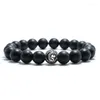 Bedelarmbanden trendy voornaam Bracelet Men 10mm Big Onyx Stone Braclet Valentijnsdag Gift voor vriendje 26 Letters Braslet Lover