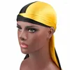 Bandany Luksusowy męski jedwabny patchwork Durags Turban Satin Durag Biker Nakrycia głowy Pałąk Akcesoria do włosów