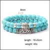 Id Identifica￧￣o Natural Gemstone Turquoise Rochas vulc￢nicas Tigerss Eye Bead Bread Men Womens Womens Double Camada Buda Charms Lulubaby Dhg59