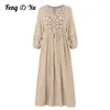 Casual Dresses Spring And Summer Embroidered Plus Size Dress Loose Cotton Linen Vestidos Women's MidSleeve Sundress XL 220913