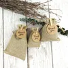 Gift Wrap 50pcs/Lot Jute DrawString Bag med träl Clip Tack Tag Gift Sachet Puches For Coco Bean Flower Seed Packaging Wedding Favor 220913