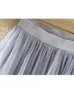 Skirts OHRYIYIE Autumn Winter Vintage Tulle Women Elastic High Waist Mesh Long Pleated Tutu Female Jupe Longue 220913