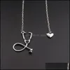 Pendentif Colliers Bijoux médicaux Alliage Je t'aime Coeur Pendentif Collier Stéthoscope Pour Infirmière Médecin Cadeau En Gros Drop Mjfashion Dholr