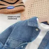 Giacca jeans per bambini vestiti autunnali ragazzi e ragazze moda jeans tinta unita top manica lunga per bambini