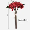 Faux blommor grönare 36 stycken konstgjorda blommor bär bouquet real touch 25 cm lyx hus dekorativa blommor vardagsrum deco flores falska växt j220906