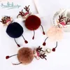 Keychains Fashion Christmas Reindeer Plush Keychains For Women Bag Decoration Car Key Ring Charm Rabbit Hair Pompom Pendant Festive Gifts T220909