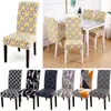 Cubiertas de la silla Cubierta impresa geométrica Impresión estiramiento Anti-Drey Banquete de asiento extraíble de asiento extraíble