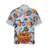 Casual shirts voor heren Jumeast 3d Halloween Festival Kleding Men Shirt Kostuum ademend streetwear voor blouses met één borsten