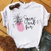 Kvinnors T-skjortor ananas strand vouge sommar 90-tals grafisk kort ärm kvinnor harajuk toppar kläder t-shirt hipster kvinnors