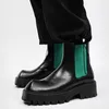 ブーツデザインプラットフォームの男性Sqaure Toe Chelsea Male Slip on Leather Ankle Casuare Chunky Shoes Botines Mujer 220913