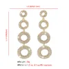 Luxe strass géométrique rond Long gland boucles d'oreilles femmes mariage mariée boucles d'oreilles suspendues fiançailles oreille bijoux fête