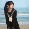 의류 세트 일본 학교 유니폼 스타일 S-2XL 학생 소녀 해군 의상 여성 섹시한 블랙 JK 슈트 세일러 블라우스 주름 치마 세트