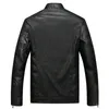 Men's Leather Faux Motorcycle Jacket Stand Winter Bomber Brand High Quality PU Outerwear Business Coat Tops C92 220913