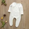 Rompers 09m生まれ幼児の男の子の女の子ロンパー格子縞のパッチワーク長いスリーブジャンプスーツ服220913