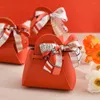 Bolsa de presentes de couro criativo de 50pcs com favores de casamento de fita e caixas de chocolate para festas de anivers￡rio pacote de chocolate 220913