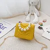 chain Fashion Girls pearl handbag kids Metal buckles bags children Flip PU Leather one shoulder bag Lady Mini purese A5192