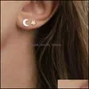 Stud Femmes Filles Mode Boucles d'oreilles Zircone Designer Acier inoxydable Coeur Cercle Bar Boucle d'oreille Bijoux Valentine Cadeau Dro Mjfashion Dhjtx