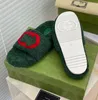 2022 Designers Wool Slippers Women Trendy Woolskin Solid Color Embroidery Slides Winter Soft Luxury Plush Fur Oran Sheep Sandals Rubber