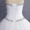 Abito da sposa a trapezio con foto reali 2022 Abito da sposa formale di lusso con strass in pizzo a cuore e perline Nuovo su misura