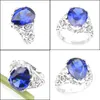 Solitaire Ring 925 Sterling Sier Plated Water Drop Swiss Blue Fire Topaz Gems Rings For Women Party Gift Jewelry 10 Pcs Deliv Vipjewel Dhakf