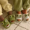 Slippers Cartoon Funny Frog Fall Home Green Fluffy Warm Plush for Women Cute Kawaii Fluzzy Girls 220913