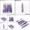 Anhänger Halsketten Reiki Amethyst Anhänger Natürliche Edelsteinperlen Lange sechseckige Prisma Heilpunkt Halskette Anhänger Männer Wom Lulubaby Dh3Rq