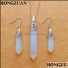 Oorbellen ketting natuurlijke opalite aventurine rotssteen hexagonaal puntige reiki chakra kralen hanger earrings juweel lulubaby dh5mp