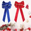 Christmas Decorations 60CM Big Bow Tree Decoration Year Red Green Blue Pendant Wire Edge Flannel For Home