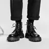 Buty Mężczyzn kostki płaska platforma buty męskie koronki w górę wiosną zimową mody motocyklową Chelsea Split Leather Man 220913