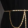 Euroepan 클래식 직조 PU 금속 허리 체인 화이트 블랙 슬림 코르셋 조정 가능한 Waisbtand 2022 디자인 드레스 Cinch 허리 벨트