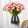 Faux Floral Greenery 6PcsBouquet Artificial Flower Silk Tulip Real Touch Fake Plant For Christmas Wedding Decoration Accessories Home Yarn Decor J220906