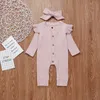 Strampler Baby Frühling Herbst Kleidung geboren Baby Mädchen Junge Rippen Kleidung Gestrickte Baumwolle Strampler Overall Solide 2PCS Outfits 220913