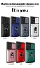 Shockproof Magnetic Card Holder Ring Kickstand Cases For Samsung Galaxy S22 Ultra S21 S20 Note 20 A12 A13 A51 Slide Lens Camera Protection Bracket Stand Phone Covers