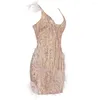 Abiti casual Luxury Pink Feather Paiugine Mini vestito Summer Vine a V-Neck Skinny Nightclib CodyCon Vestidos.