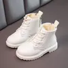 Bottes d'hiver filles neige Plus coton chaud chaussures en cuir imperméable haut haut épais bas mode enfants princesse 27-36 220913