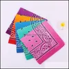 Bandanas Cotton Square Bandana Gradient Color Rainbow Paisley Headband Printed Scarf Head Wrap Hiphop 55 X 55Cm Drop Deliver Vipjewel Dhtfa