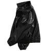Herrl￤der faux pu jacka m￤n svart mjuk motorcykel cyklist modrockar manliga bombplan fickor kl￤der 220913