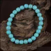 Charm Bracelets Wholesale Natural Lava Stone Turquoise Prayer Beads Charms Bracelets Anti-Fatigue Volcanic Rock Fashion D Carshop2006 Dhlfc