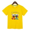 Herren T-Shirts Jungen Mädchen Sommer Kurzarm Kinder Shirt Cuphead Mugman Kinder T-Shirt Familie Kleidung Lässige Baby Tops