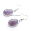 Baumeln Kronleuchter Naturstein Baumeln Ohrringe Für Frauen Mädchen Schmuck Geschenke Perle Oval Haken Tropfen Amethyst Aventurin Opal A Bdehome Dhprv