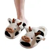 Tofflor Comwarm Cute Animal Plush Slipper For Women Girls Fluffy Winter Warm Furry Slippers Woman Cartoon Milk Cow Home Cotton Shoes 220913