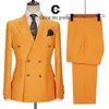 Men's Suits Blazers Cenne Des Graoom Men Winter Jackets Double Breasted Tailor-Made 2 Pieces Gold Button Blazer Pant Wedding Costume Homme 220913